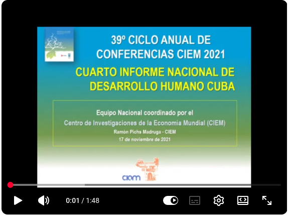 CIEM CUARTO INFORME NACIONAL DE DESARROLLO HUMANO Pichs 2021